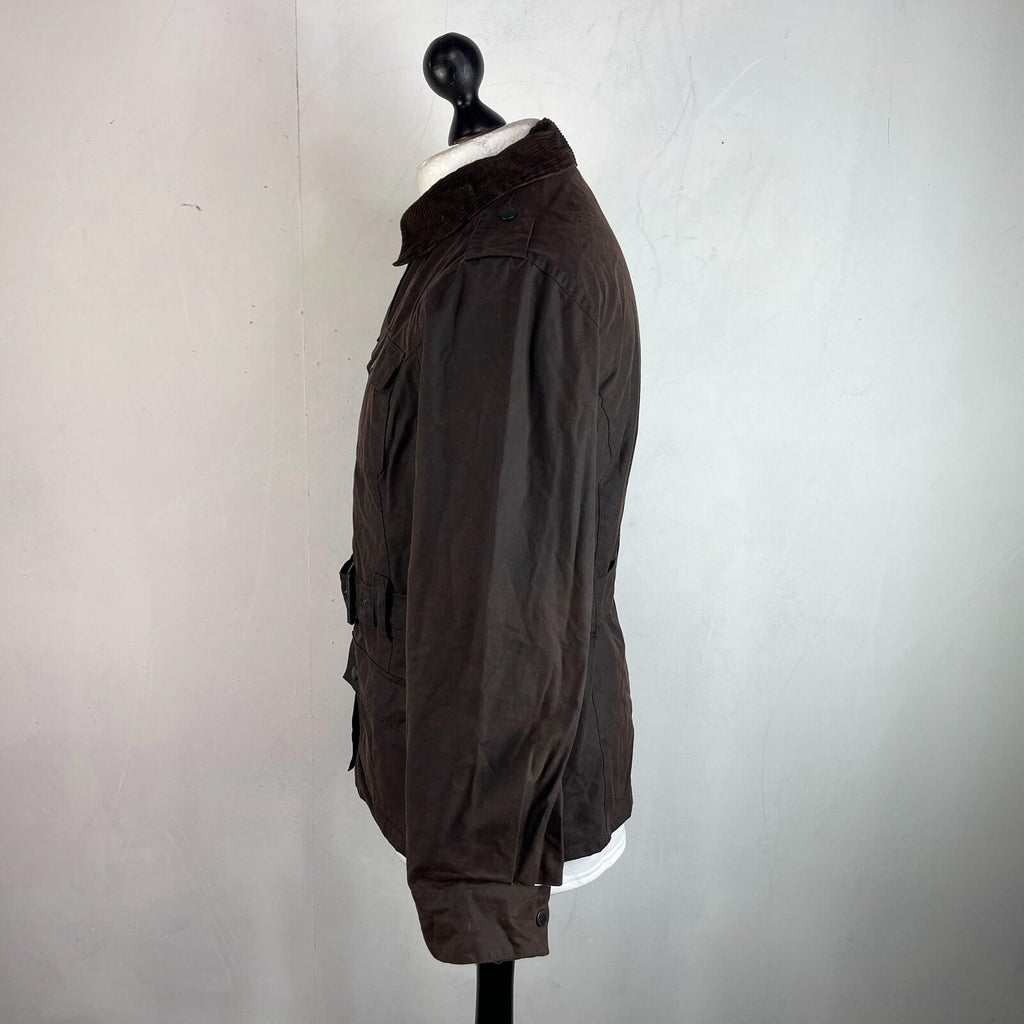 Crane Womens Waxed Cotton Jacket with a Belt Brown size Medium