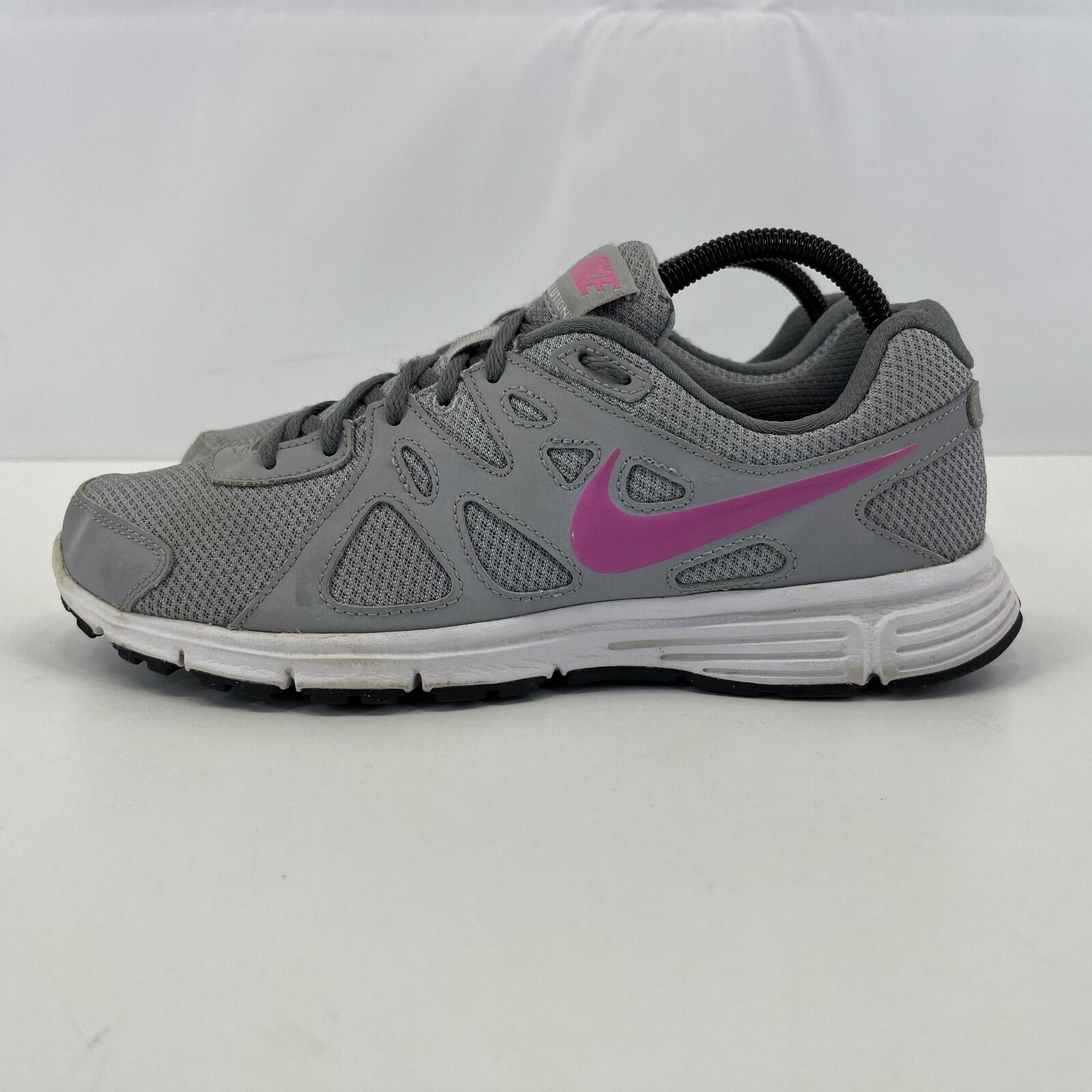 Nike Trainers Revolution 2 Grey & Pink Mesh Running Gym Shoes size UK 7 / EU 41