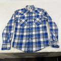 Levi's Mens Stretch Flannel Shirt Blue & White Wide Check Snap Fasten size S