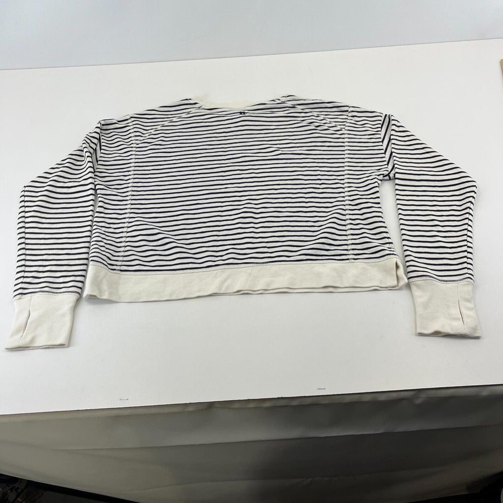 Sweaty Betty After Class Crop Sweatshirt White with Black Stripes  size Medium