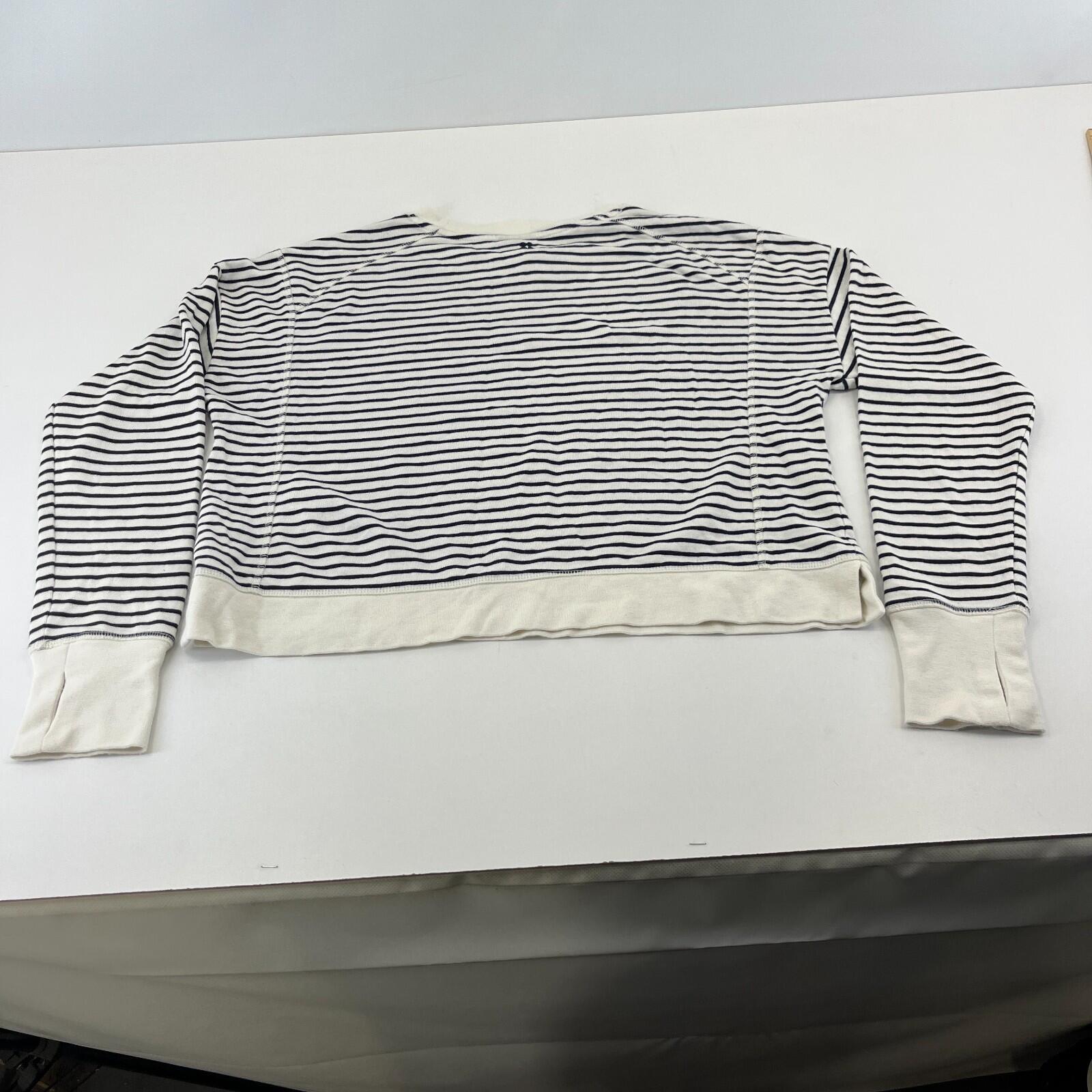 Sweaty Betty After Class Crop Sweatshirt White with Black Stripes  size Medium