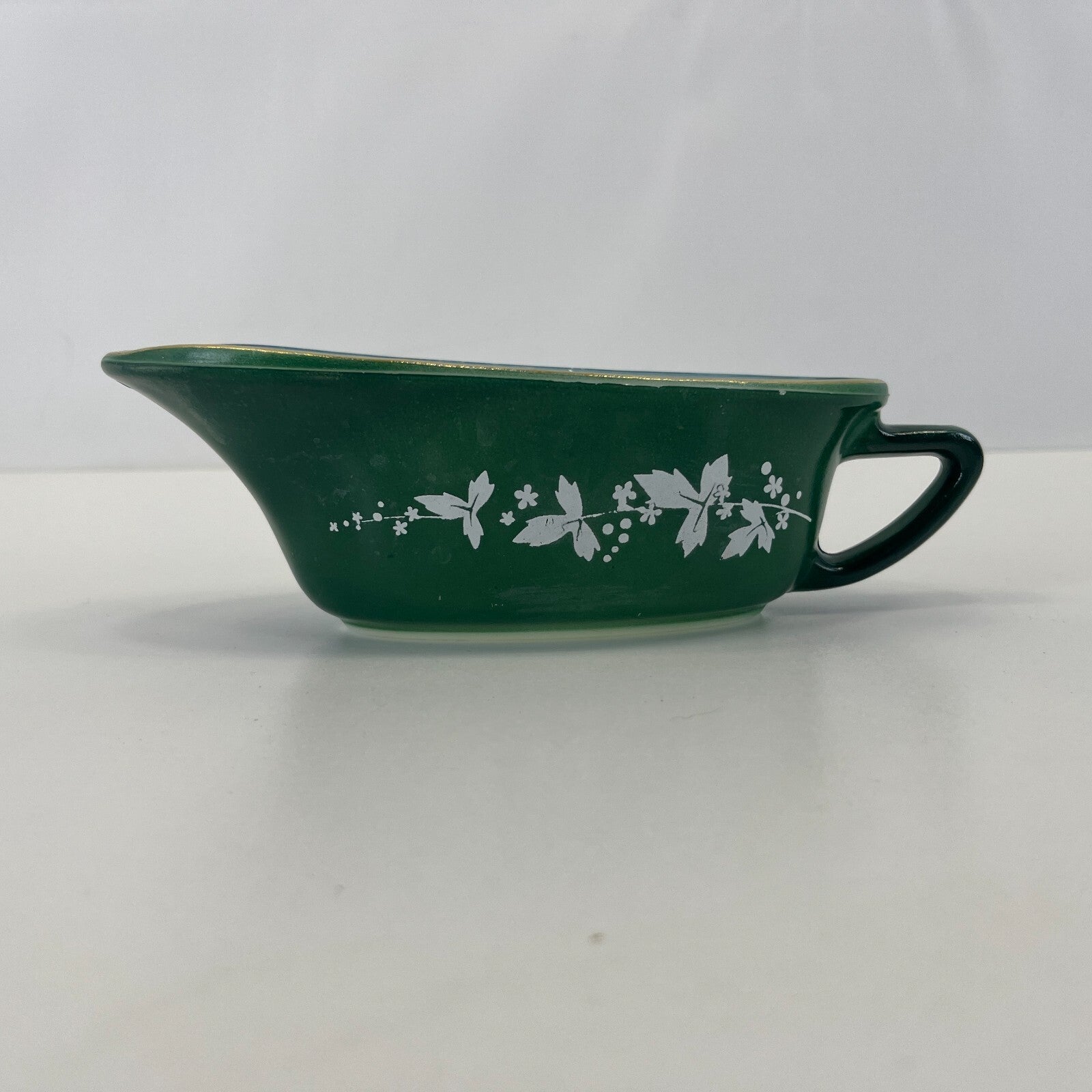 Pyrex Green Hawthorn Gravy Sauce Boat Vintage 1960's Rare JAJ