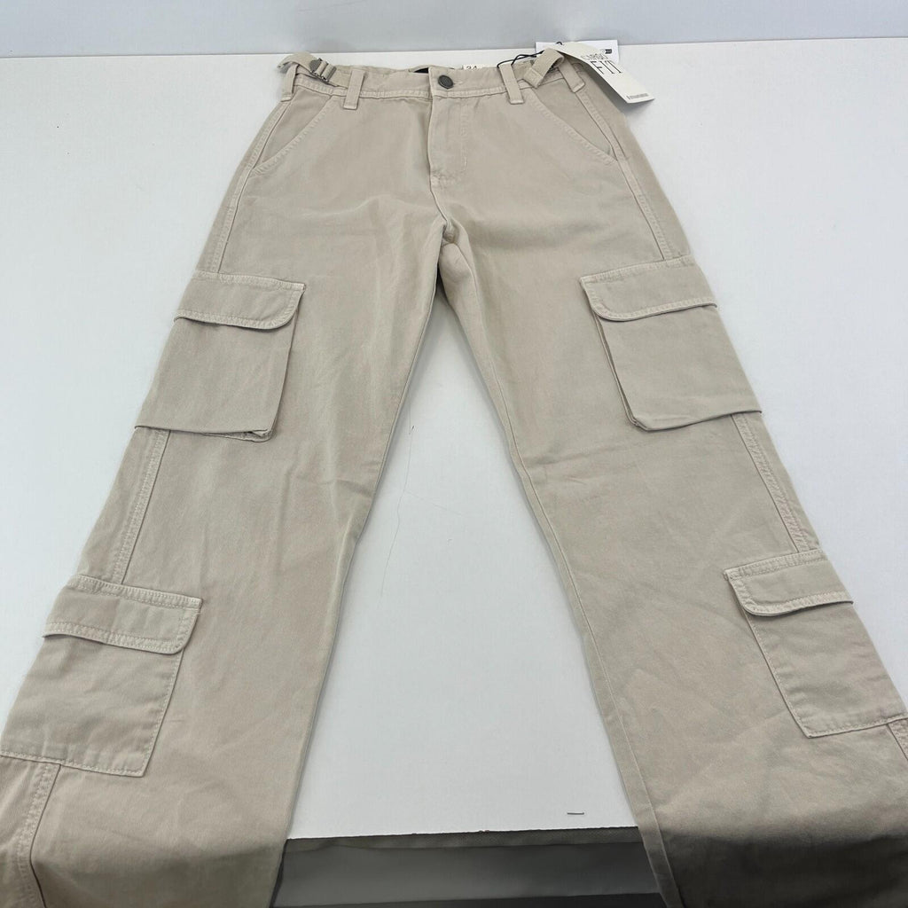 Stradivarius Cargo Chino Trousers in Light Beige UK size 6 Leg 31"