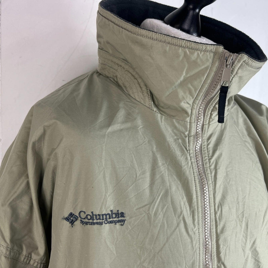 Columbia Men's Bomber Jacket Beige Fleece Lined Warm Casual US size 2XL - UK 3XL
