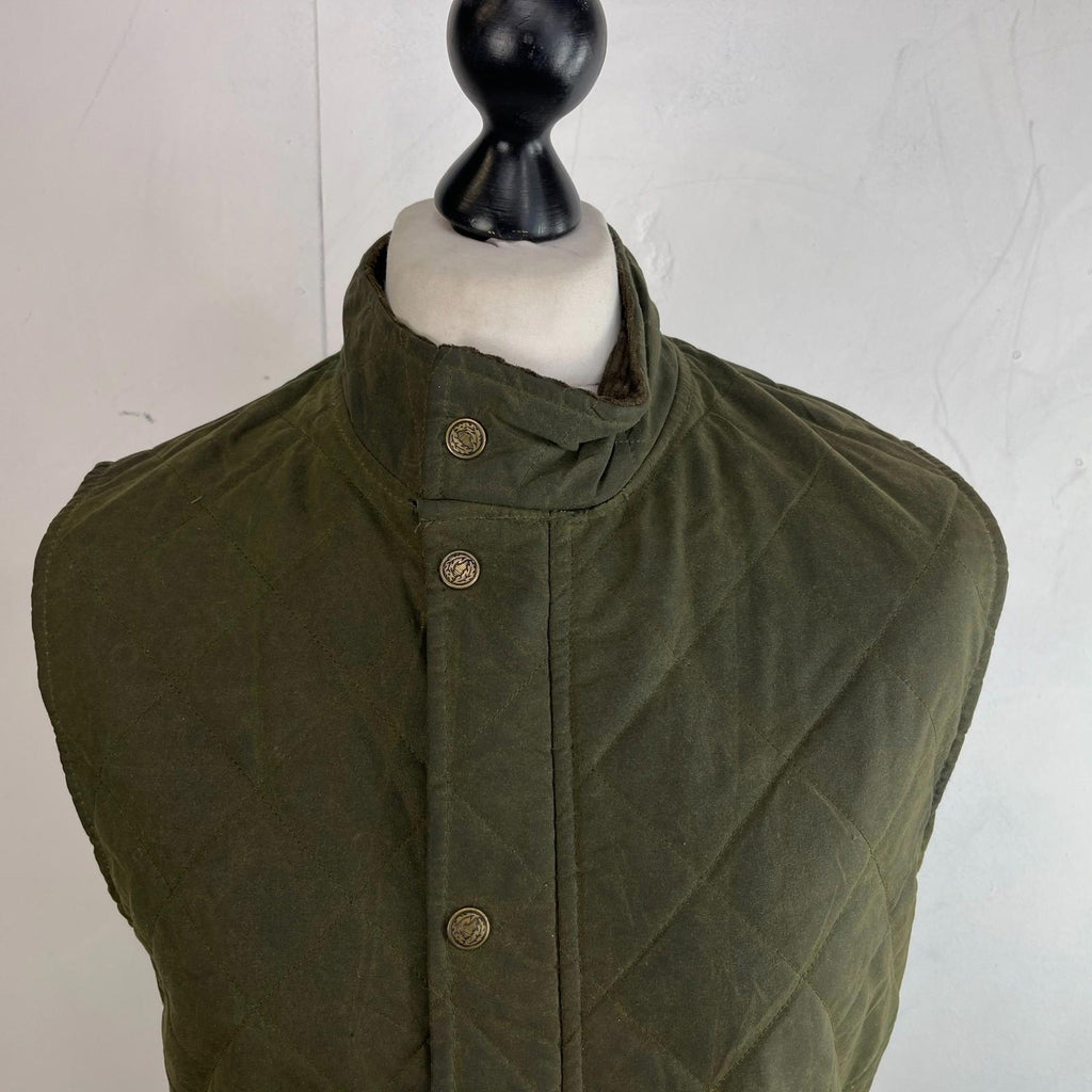 Argyll Women's Wax Waterproof Gilet Embroidered Vest in Green size Large - VGC