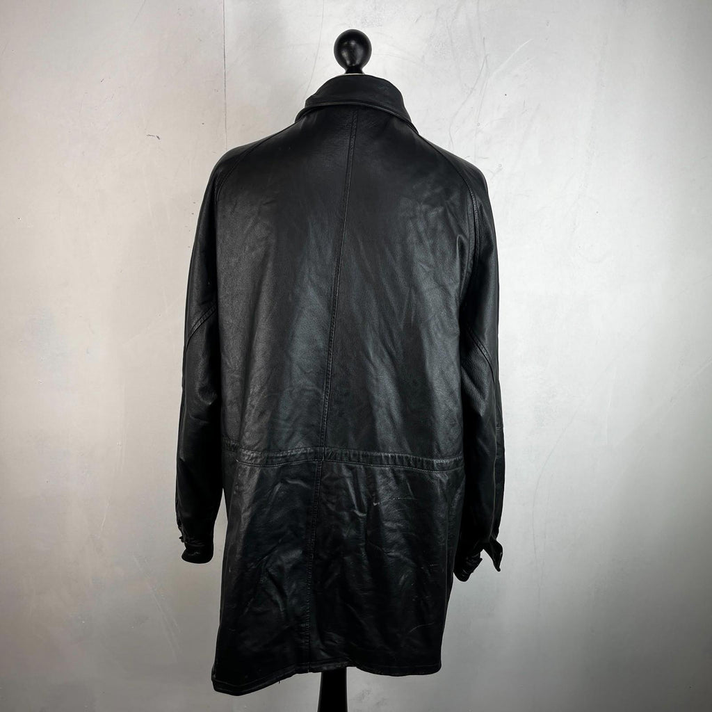Paragon Mens Mid Length Leather Jacket Coat size XL in Black