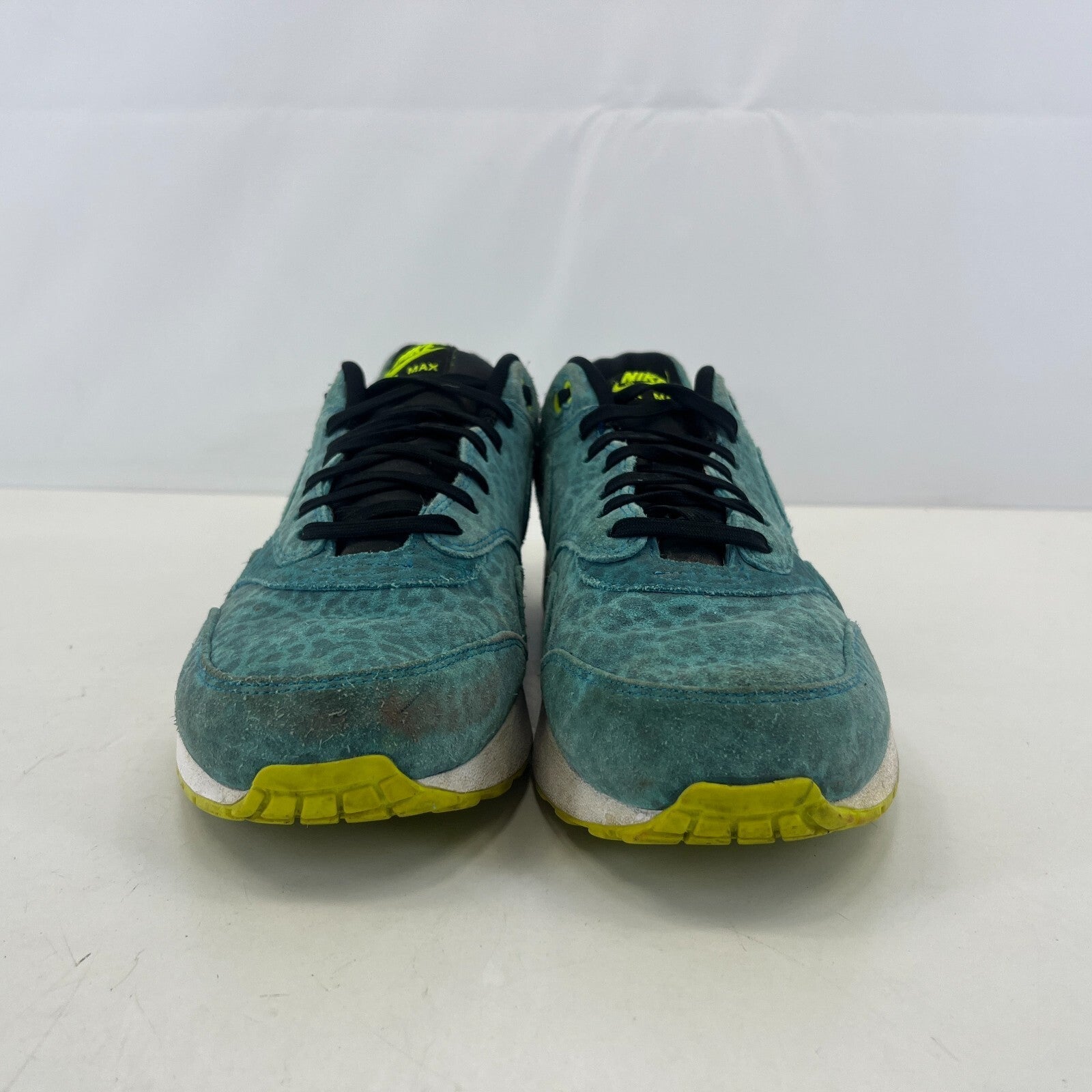 Nike Air Max 1 Blue Leopard Print Aquamarine Suede size UK 11 - EU 46