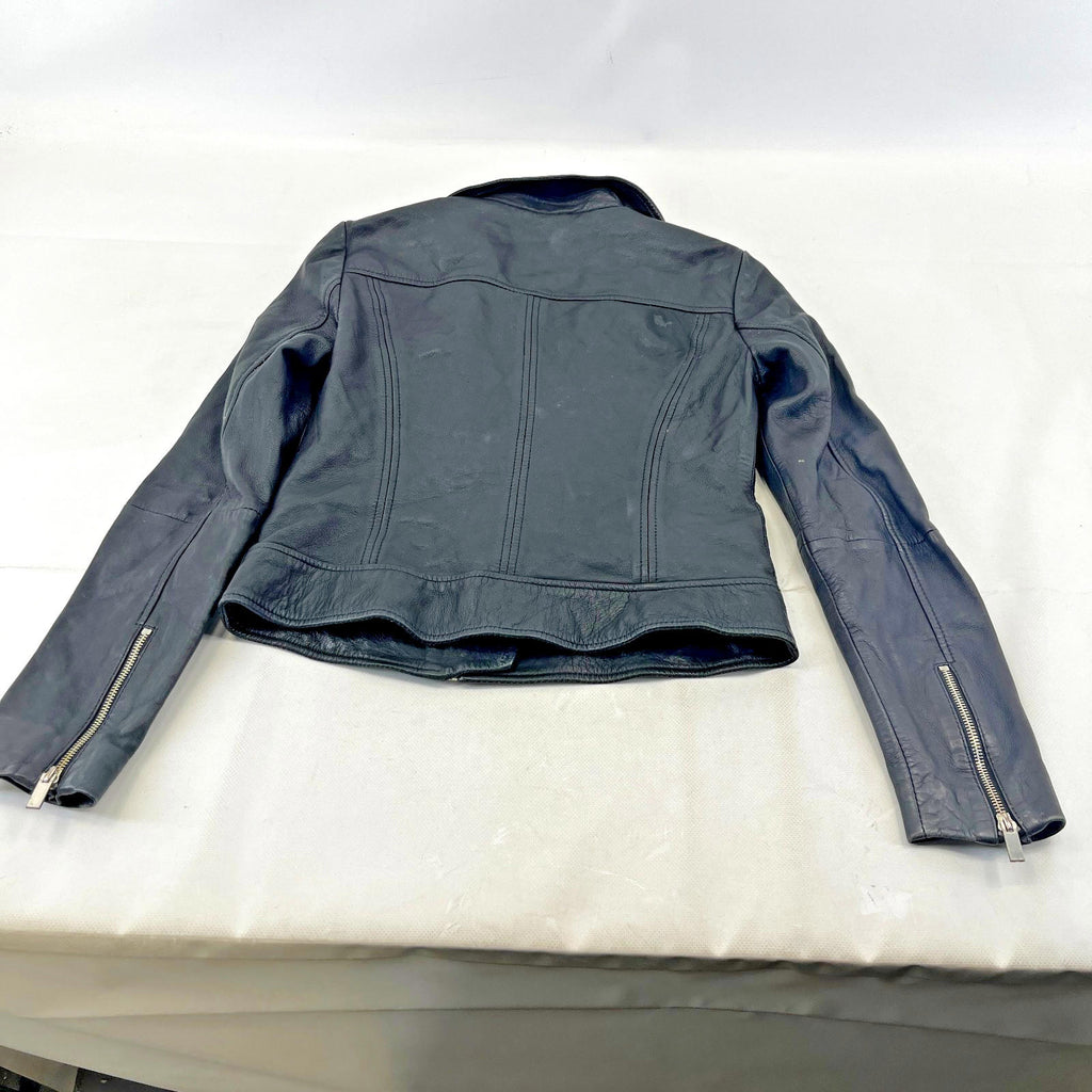 Mango Women's Genuine Soft Leather Biker Jacket in Black size Small