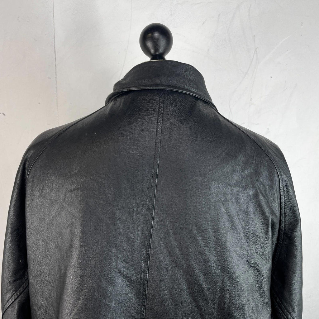 Paragon Mens Mid Length Leather Jacket Coat size XL in Black