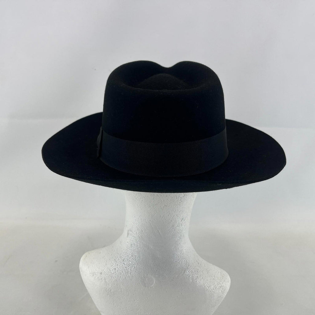 Palms Halt 100% Wool Handmade Textured Fedora Hat in Black size M 56
