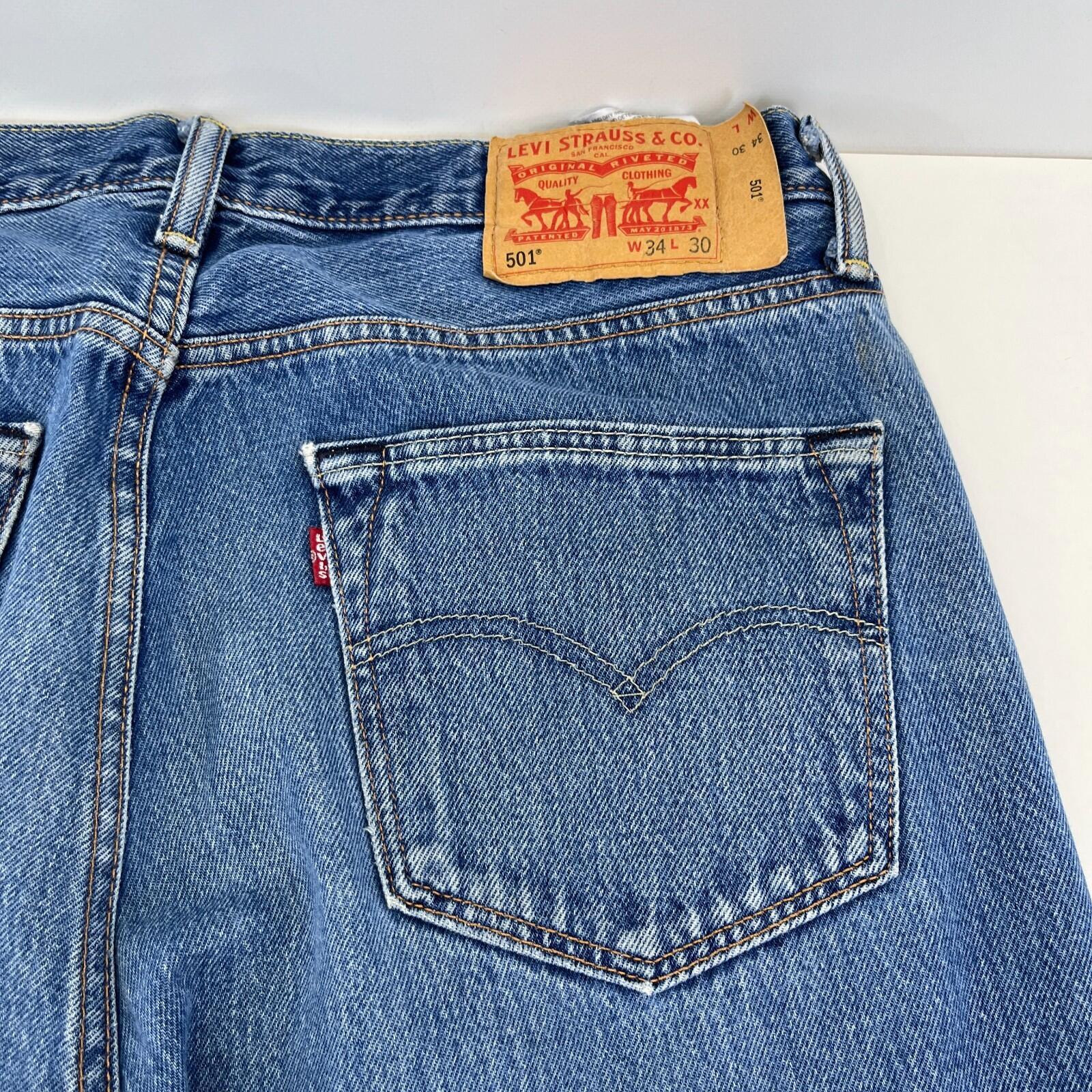 Levi’s 501 Men’s Jeans Mid Blue Straight Leg Button Fly W34" L30"