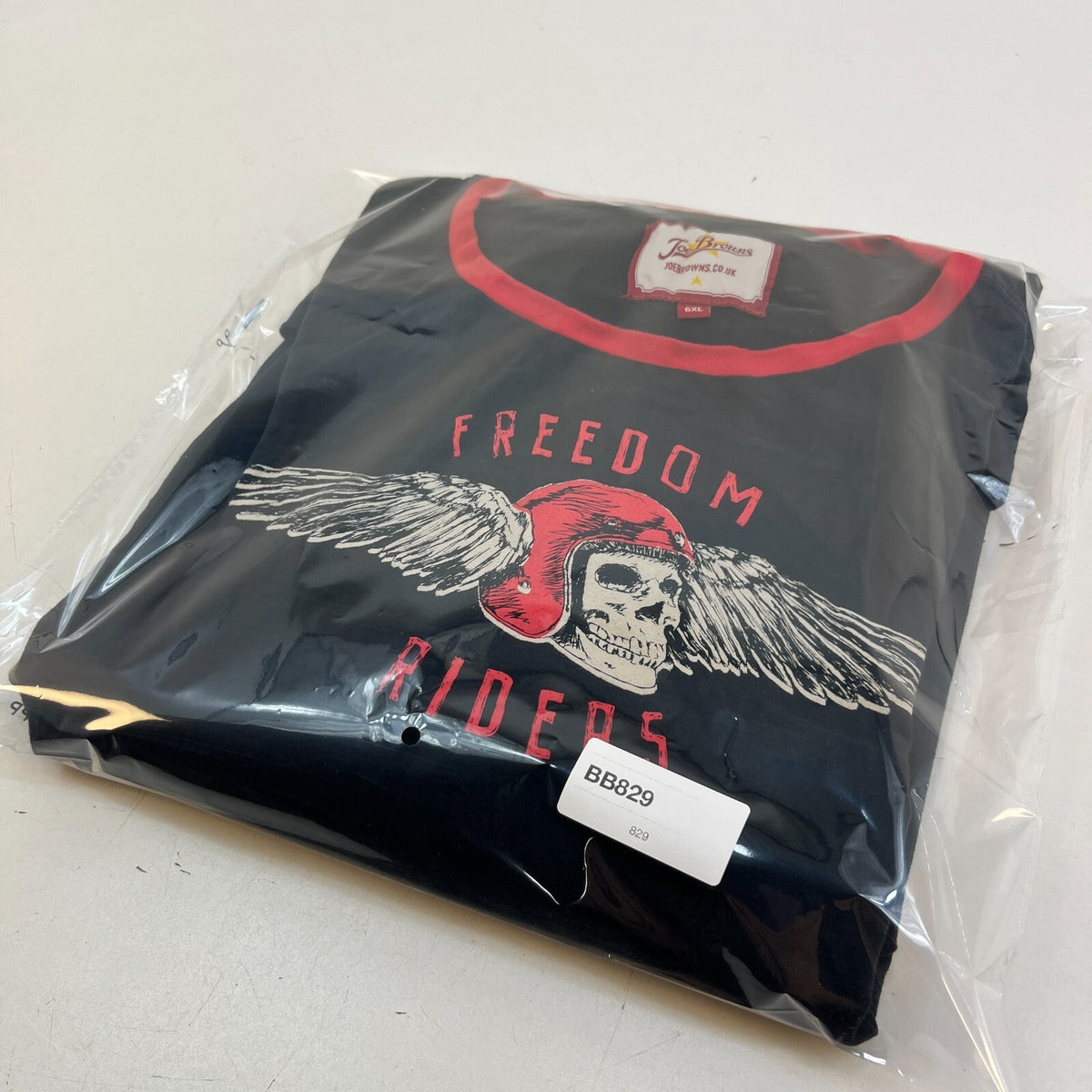 Joe Browns Biker T-shirt Mens Black/Red size 6XL Crew Neck Long Sleeve Cotton