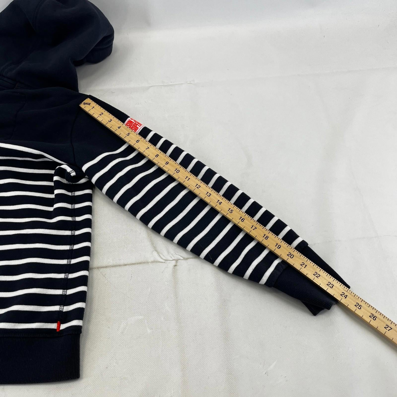 Superdry Sweatshirt Hoodie Navy Blue Striped Full Zip UK Women's size XL