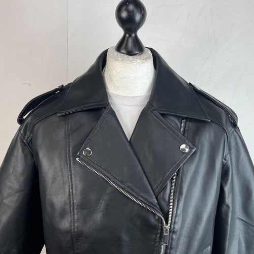 Be You Women’s Black Faux Leather Biker Jacket UK size 20 - New