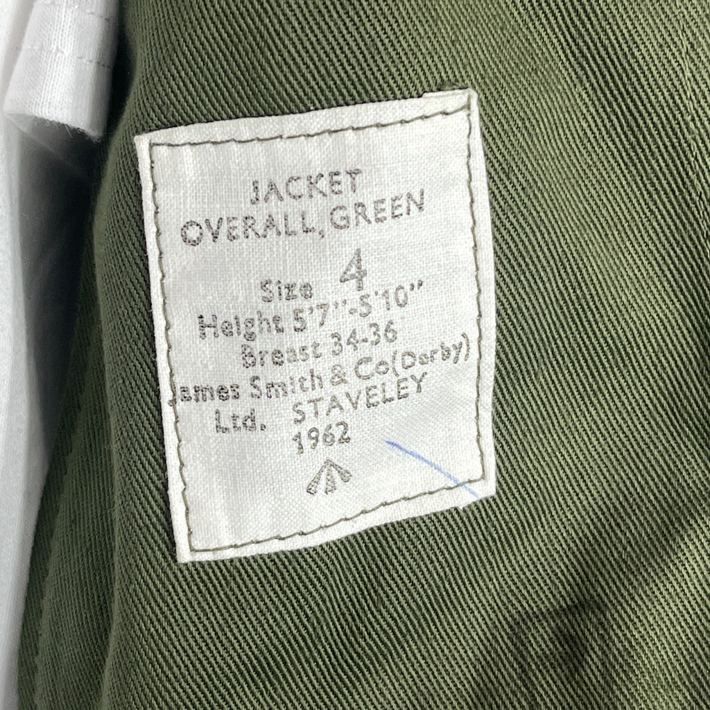 Vintage 1962 British Army James Smith & Co Olive Green Overall Jacket Size 4