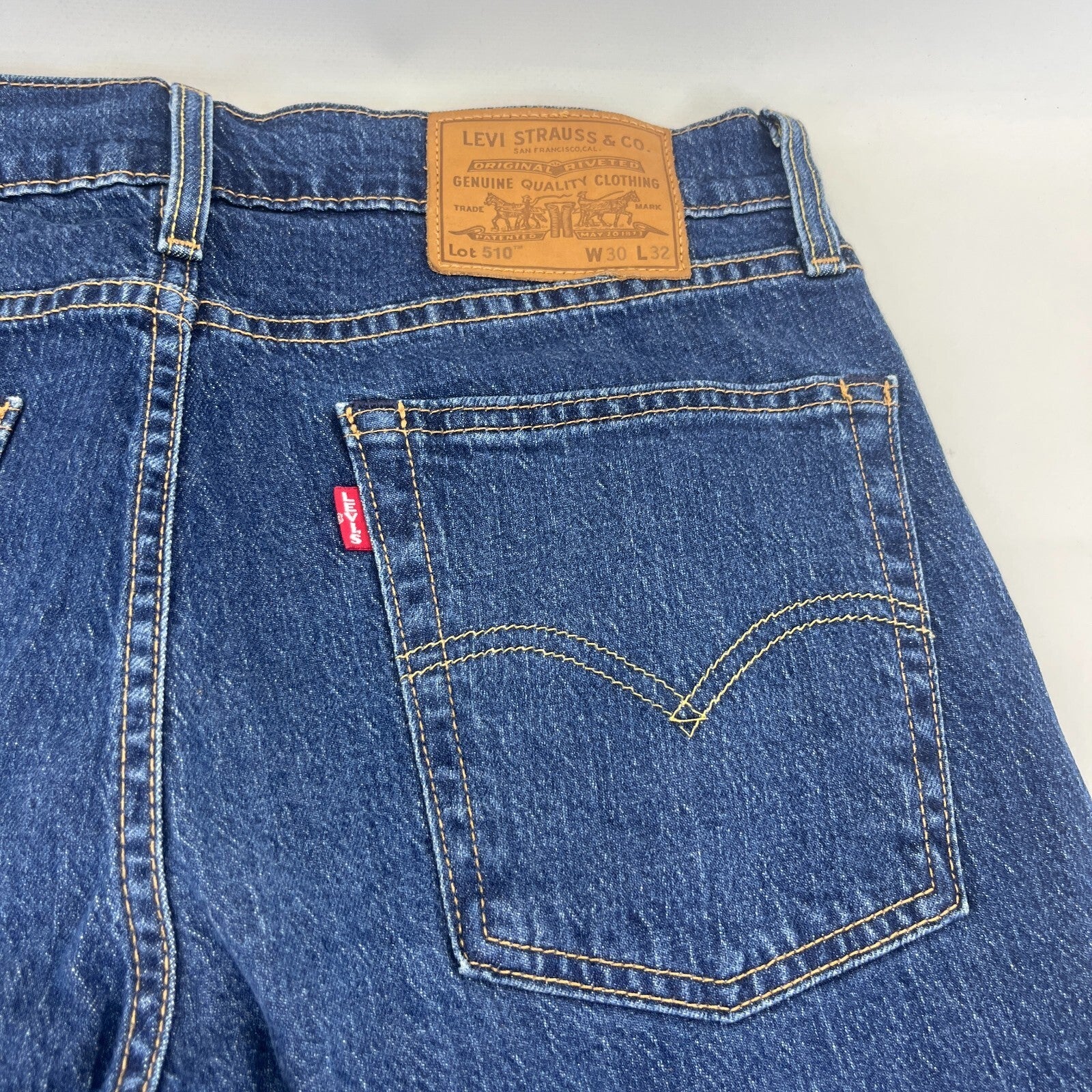 Levi's 510 Premium Big E Jeans W30" L32" Mid Blue Denim Slim Stretch