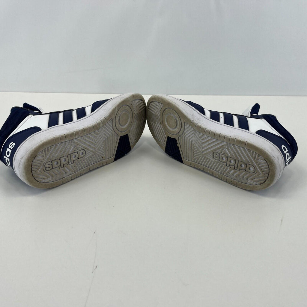 Adidas Hoops Mid 3.0 K Trainers White & Blue UK size 2 / EU 34