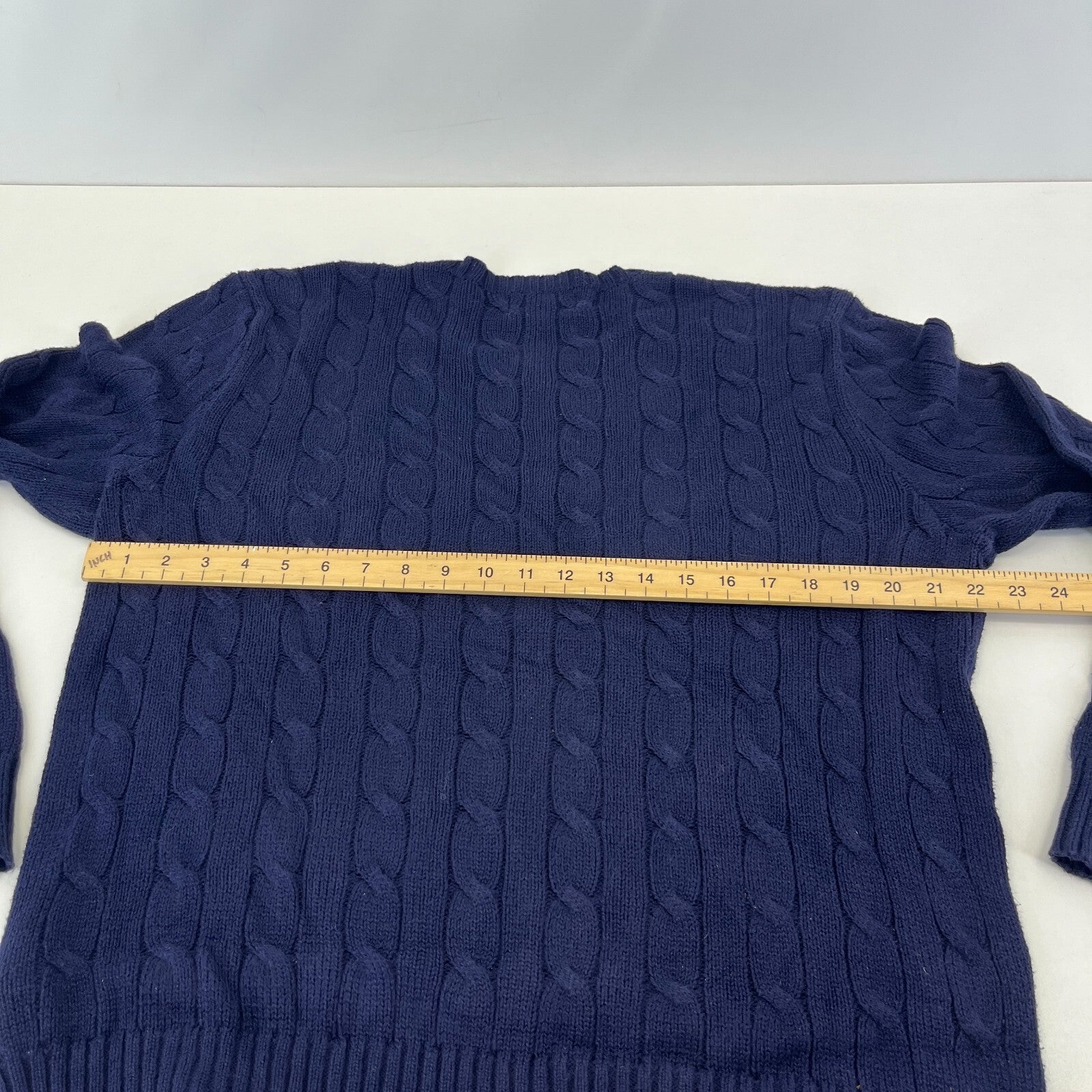 Polo Ralph Lauren 100% Cotton Jumper Men's size M Navy Blue Crew Neck Sweater