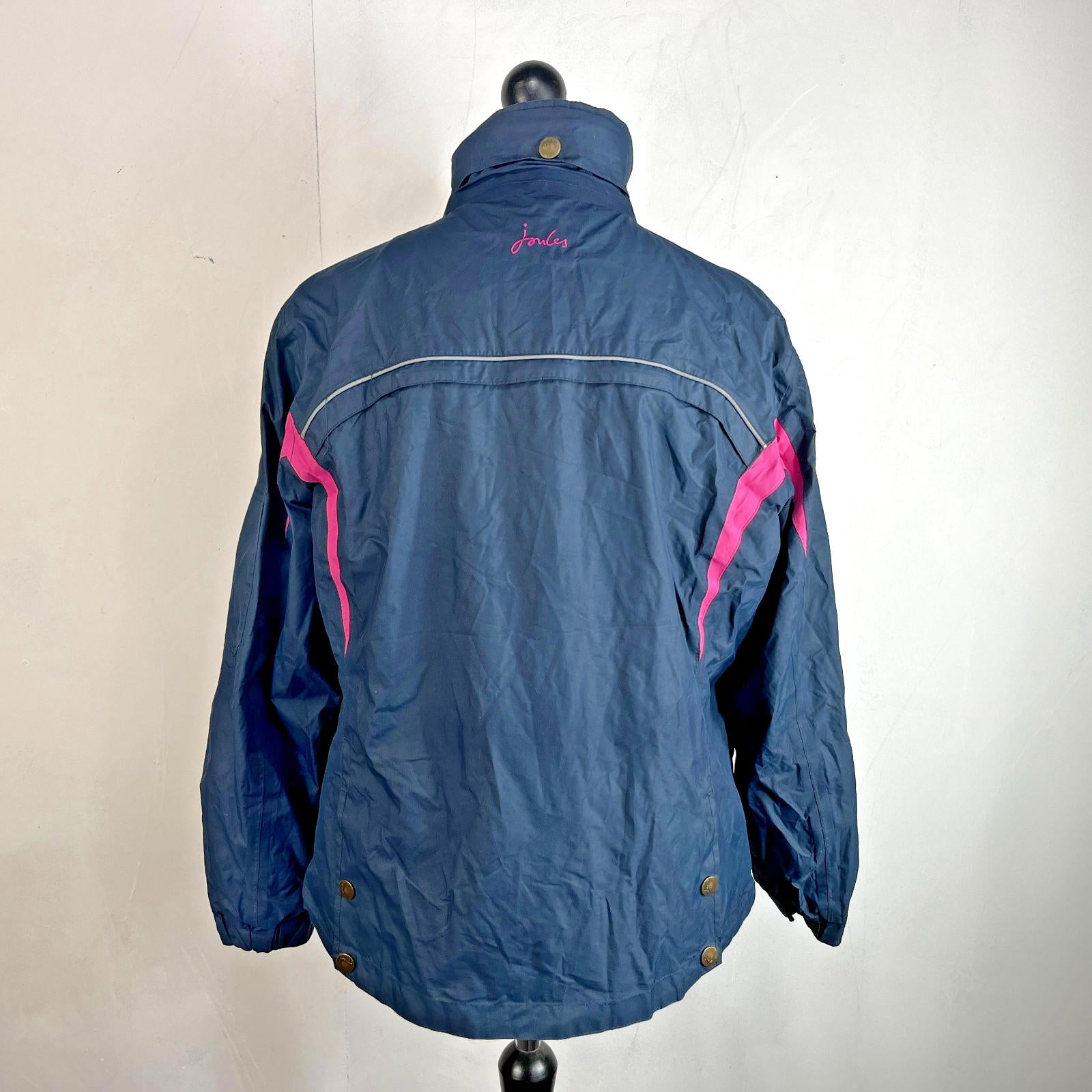 Joules Waterproof Hiking Jacket Raincoat Women’s Size 18 Navy Blue & Pink Coast