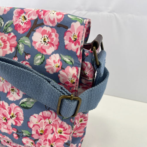 Cath Kidston Medium Crossbody Bag Shoulder Blue Pink Floral Foldover