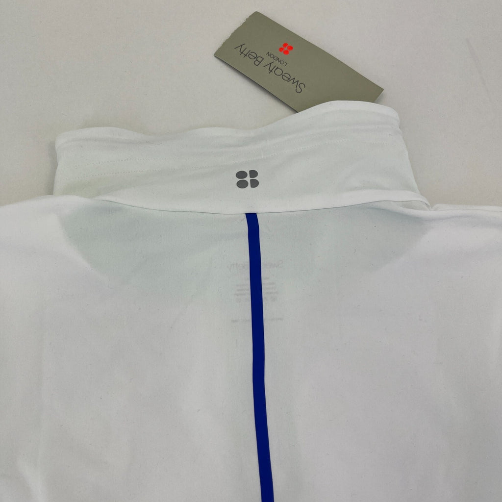 Sweaty Betty Gravity Run Half Zip Jacket Womens size M White Mint Green Pullover