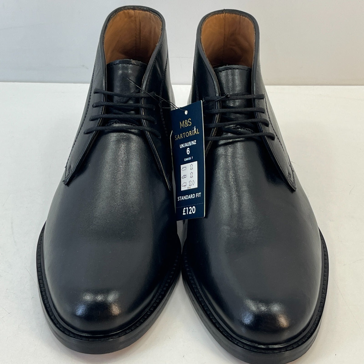 Marks and Spencer Sartorial Black Leather Smart Luxury Boots UK 6 RRP £120 - New