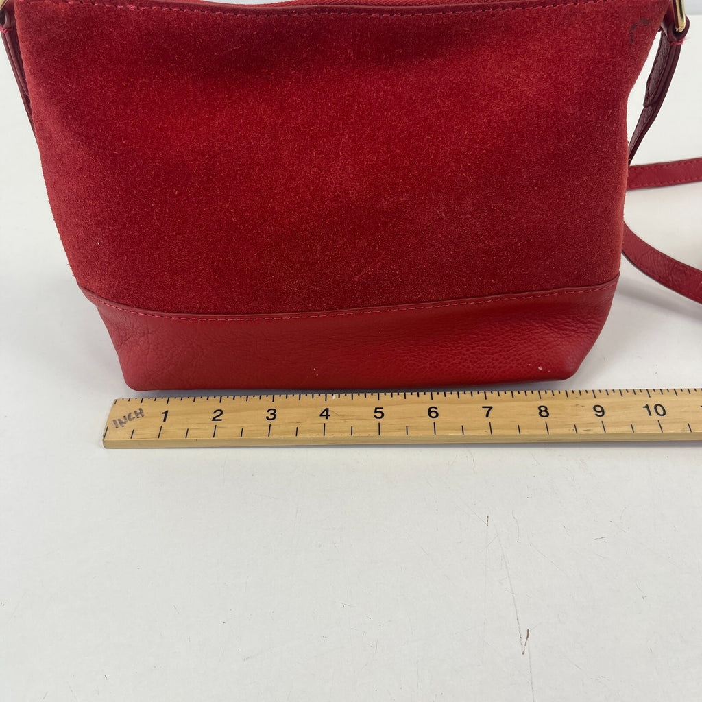 Monsoon Bright Red Suede Handbag Small Over the Shoulder Bag