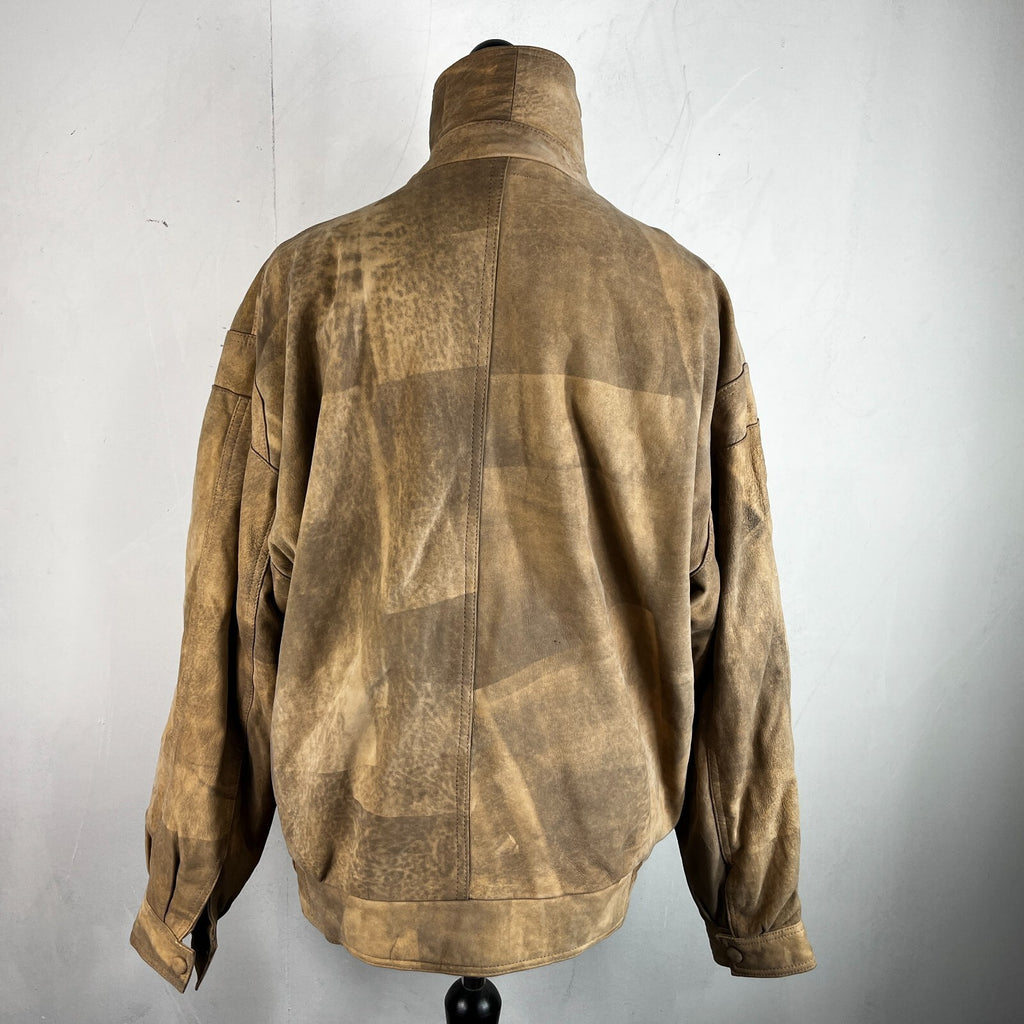 The Vali Collection Soft Leather Jacket 80s Brown Distressed Look size XL