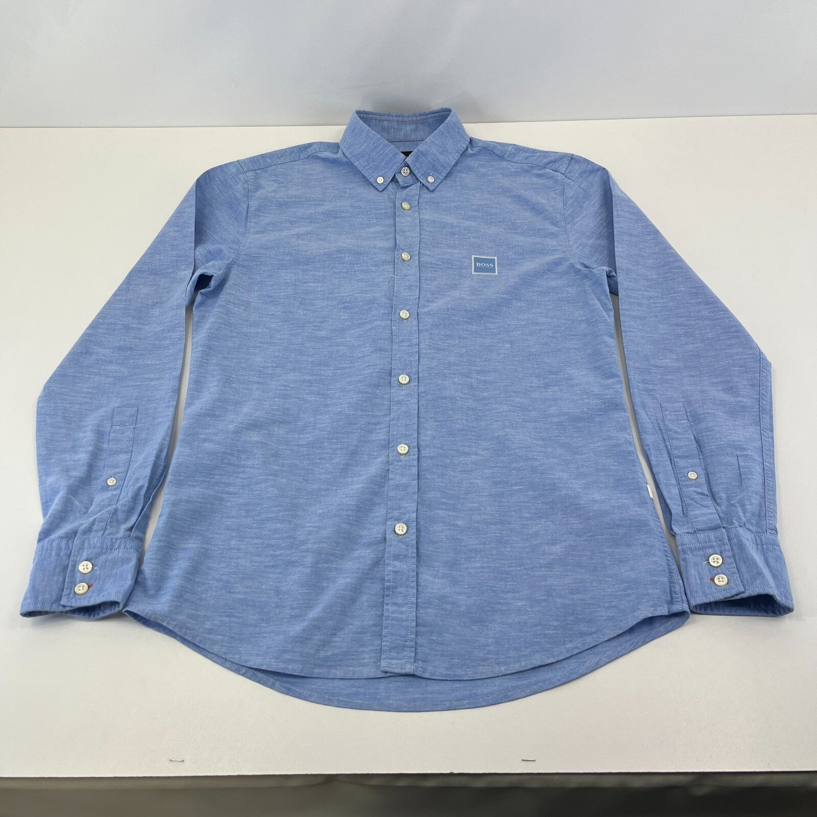 Hugo Boss Dress Shirt 100% Cotton Denim size Medium Slim Fit