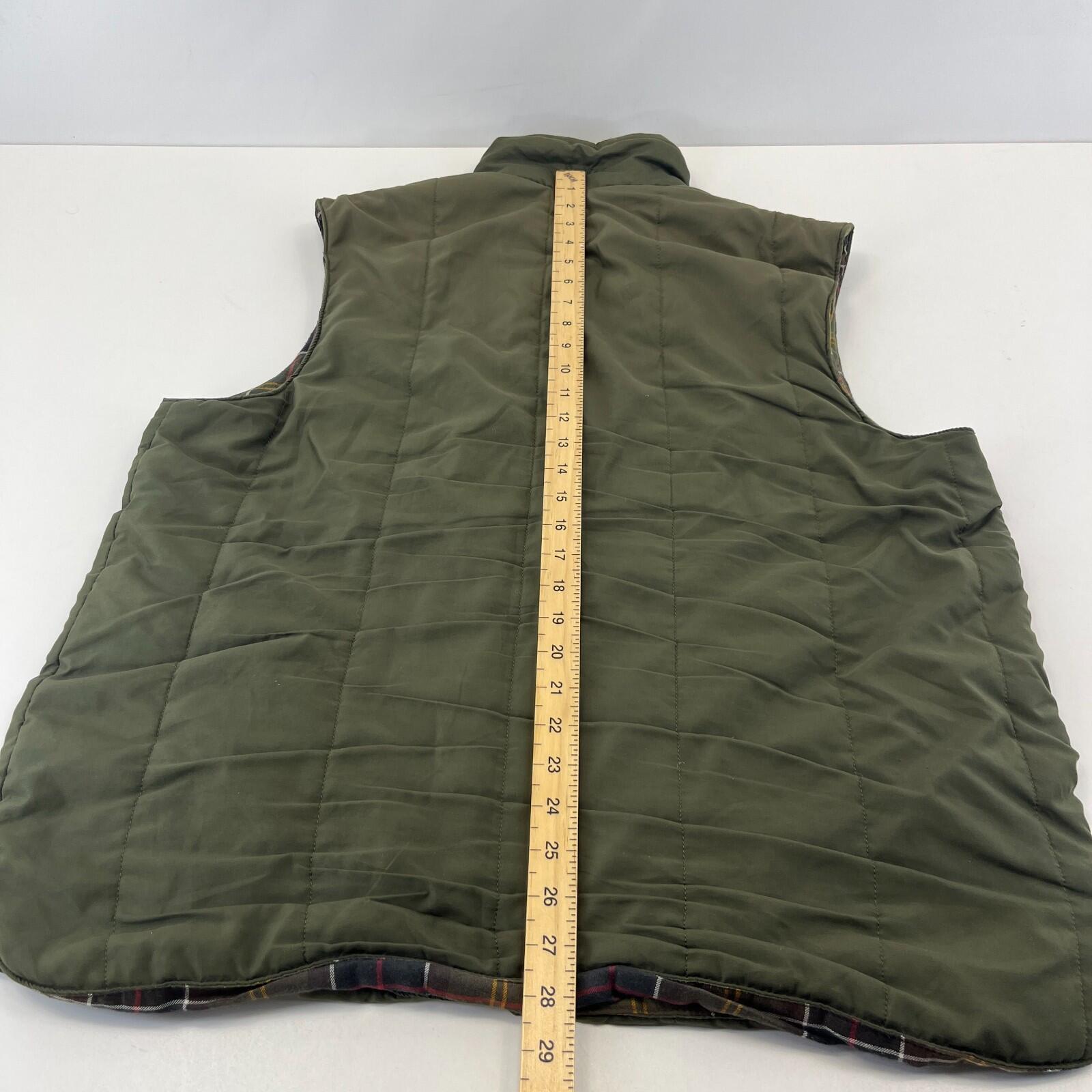 Barbour D922 Men’s Quilted Gilet size Large Green & Tartan Waistcoat England UK
