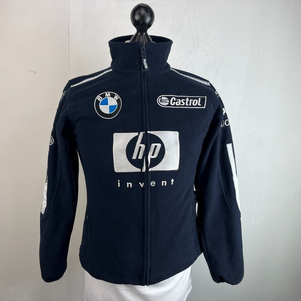 BMW Williams F1 Racing Team Embroidered Fleece Jacket in Black Womens UK size 10
