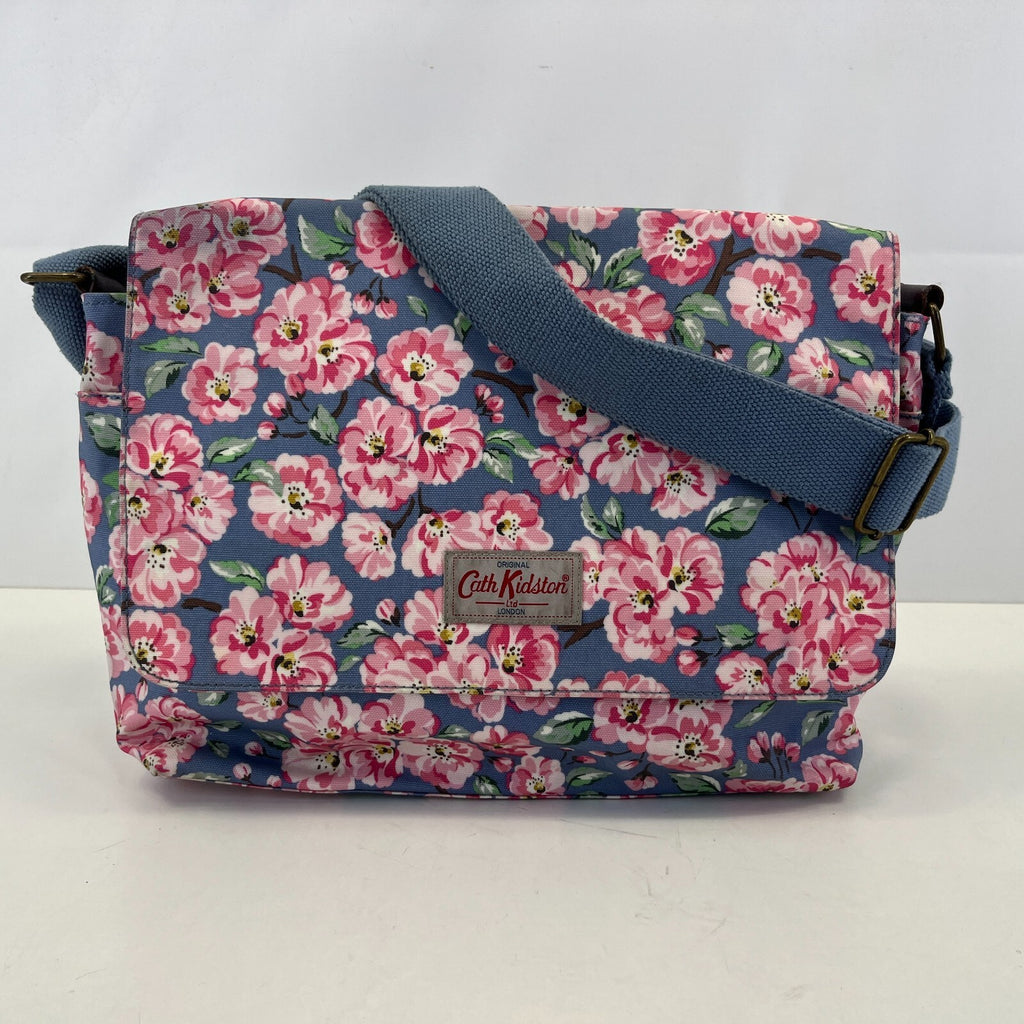 Cath Kidston Medium Crossbody Bag Shoulder Blue Pink Floral Foldover