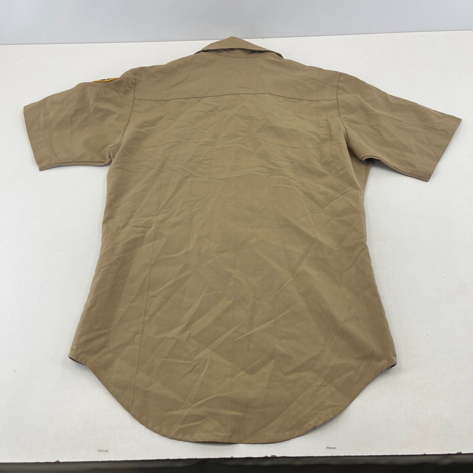 US Navy JROTC Khaki Brown Shirt with Badges size Small