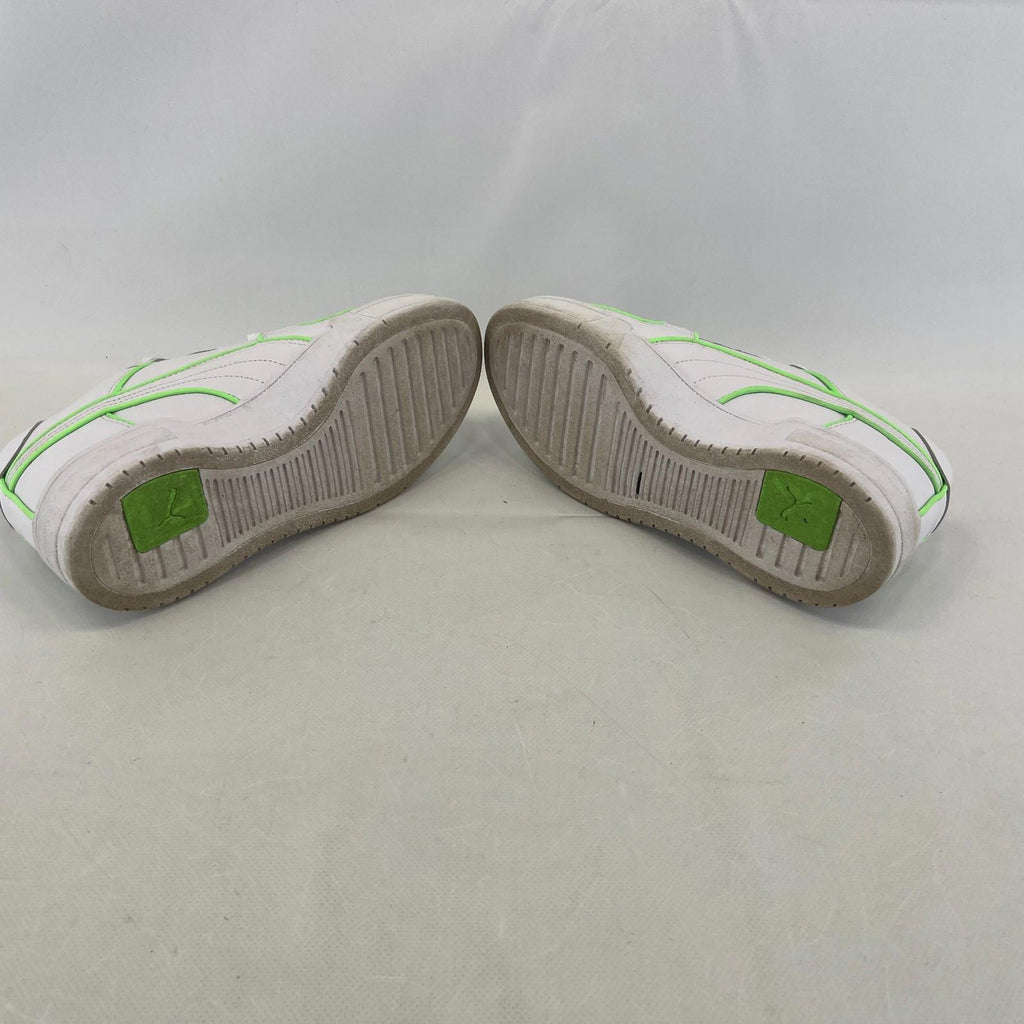 Puma Women's White Trainers with Fluoro Green Piping UK size 7 EUR size 40.5