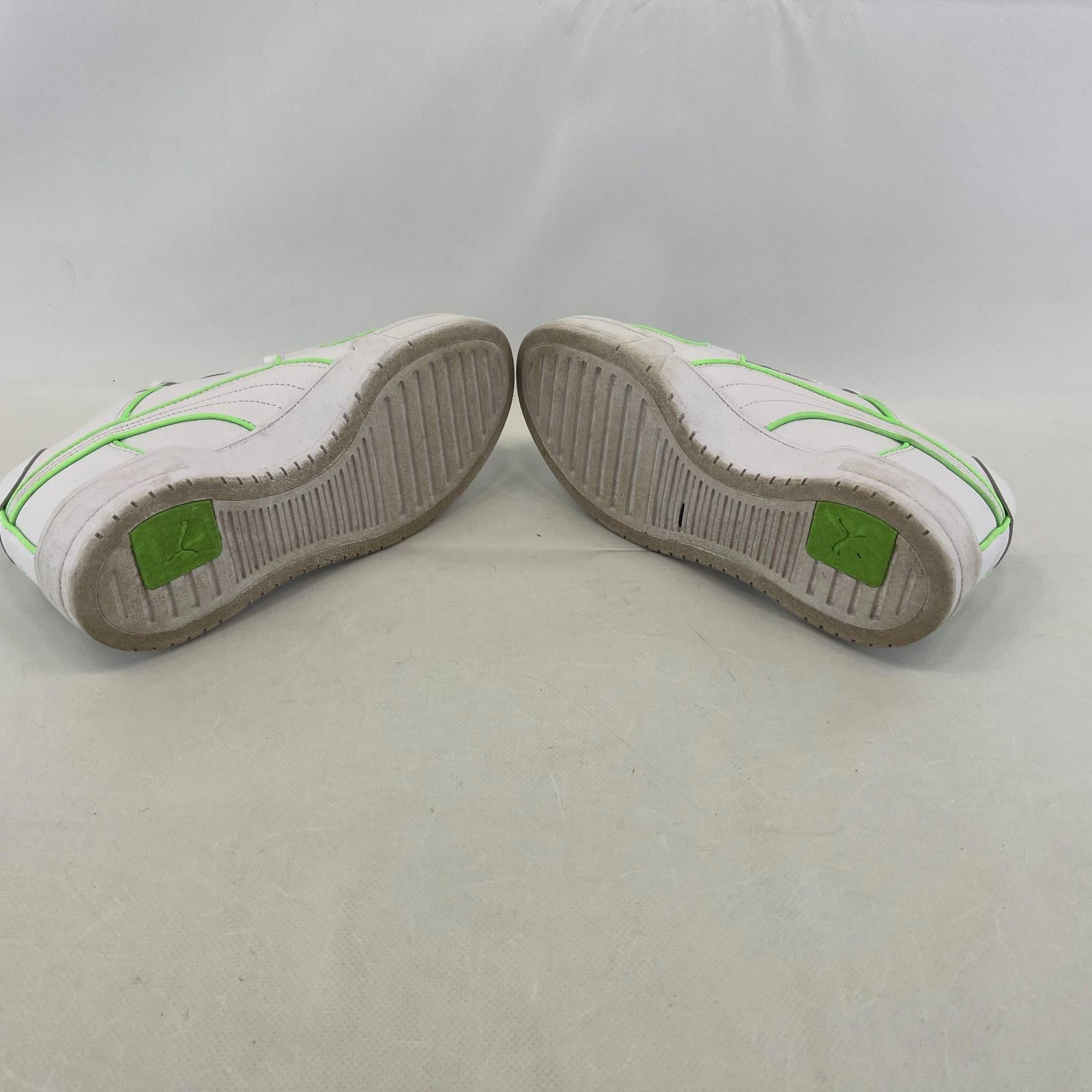Puma Women's White Trainers with Fluoro Green Piping UK size 7 EUR size 40.5