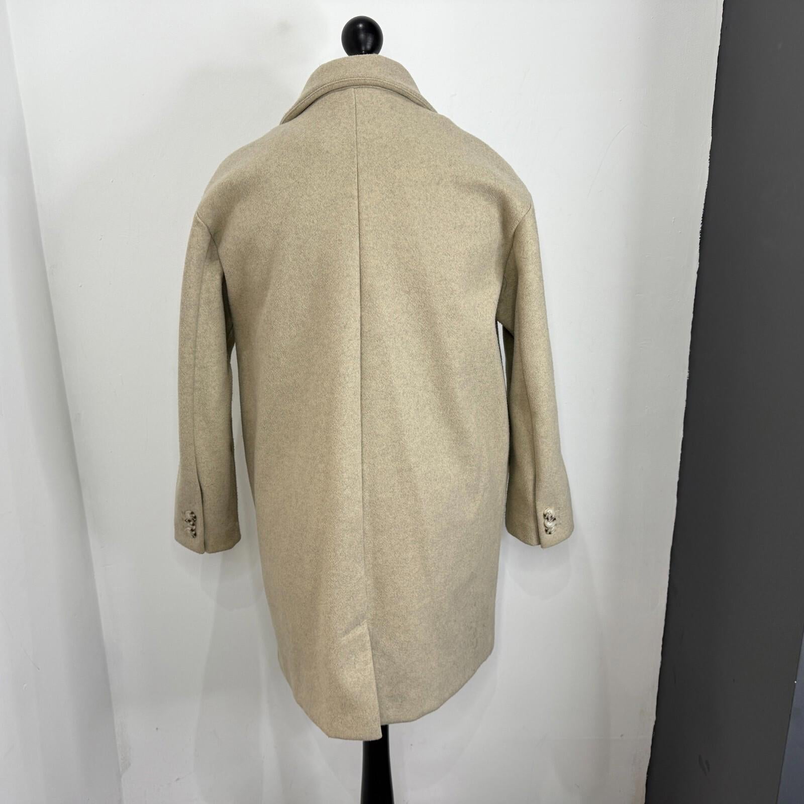 Pull & Bear Women's Light Beige Camel Overcoat size Large Smart Casual Coat