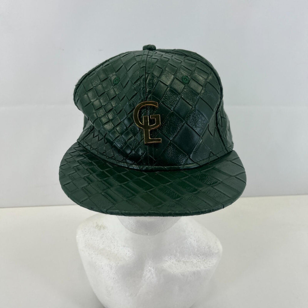 G London Adjustable Faux Leather Hat Cap Snapback in Dark Green