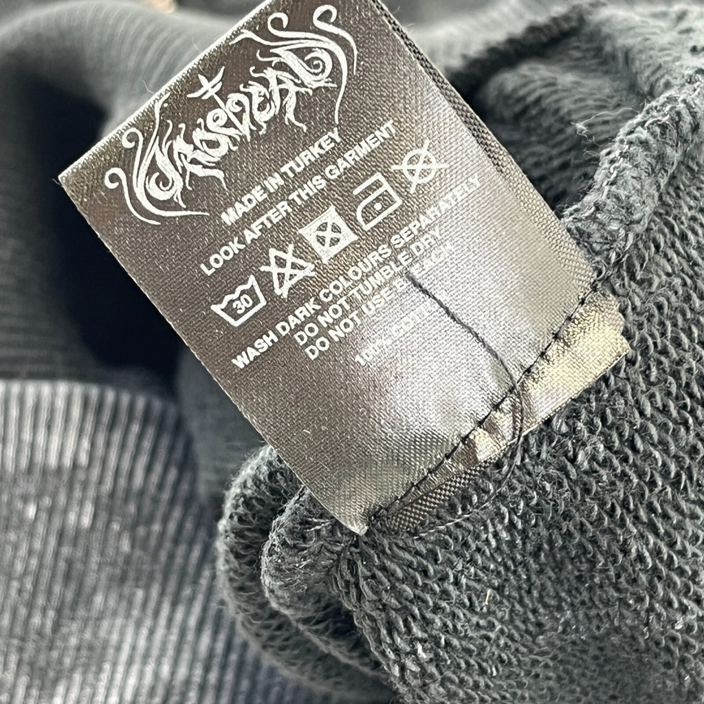 Drop Dead Distressed Look Grey w Zip Sleeves Hoodie UK M 100% Cotton Streetwear