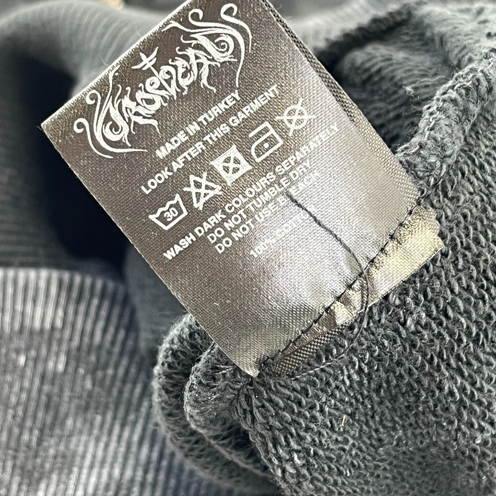 Drop Dead Distressed Look Grey w Zip Sleeves Hoodie UK M 100% Cotton Streetwear