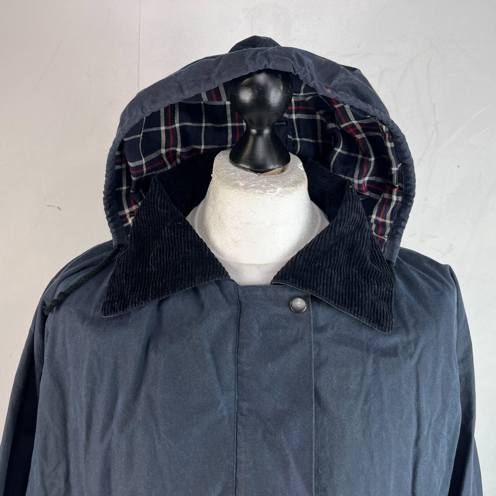 Oxford Women's Waterproof Wax Jacket in Blue with Hood size Large Ladies Vintage