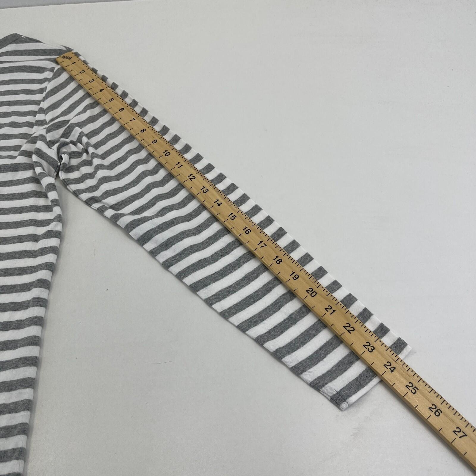M&S Collection Crew Neck Pullover Top Grey & White Striped Long Sleeve size 18