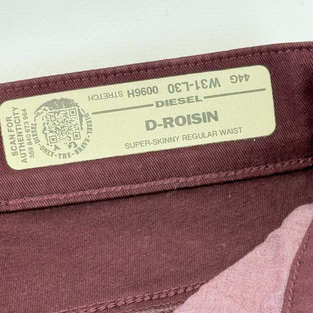 Diesel D Roisin Denim Jeans Slim Stretch Burgundy Red Womens Waist 31" - Leg 30"