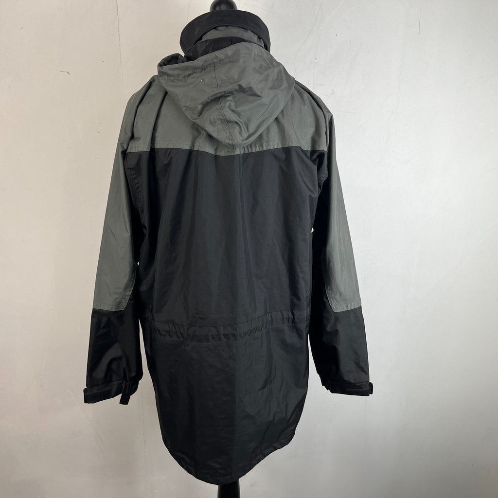 Trojan Men's Waterproof Raincoat Jacket with Hood size Medium Black & Grey