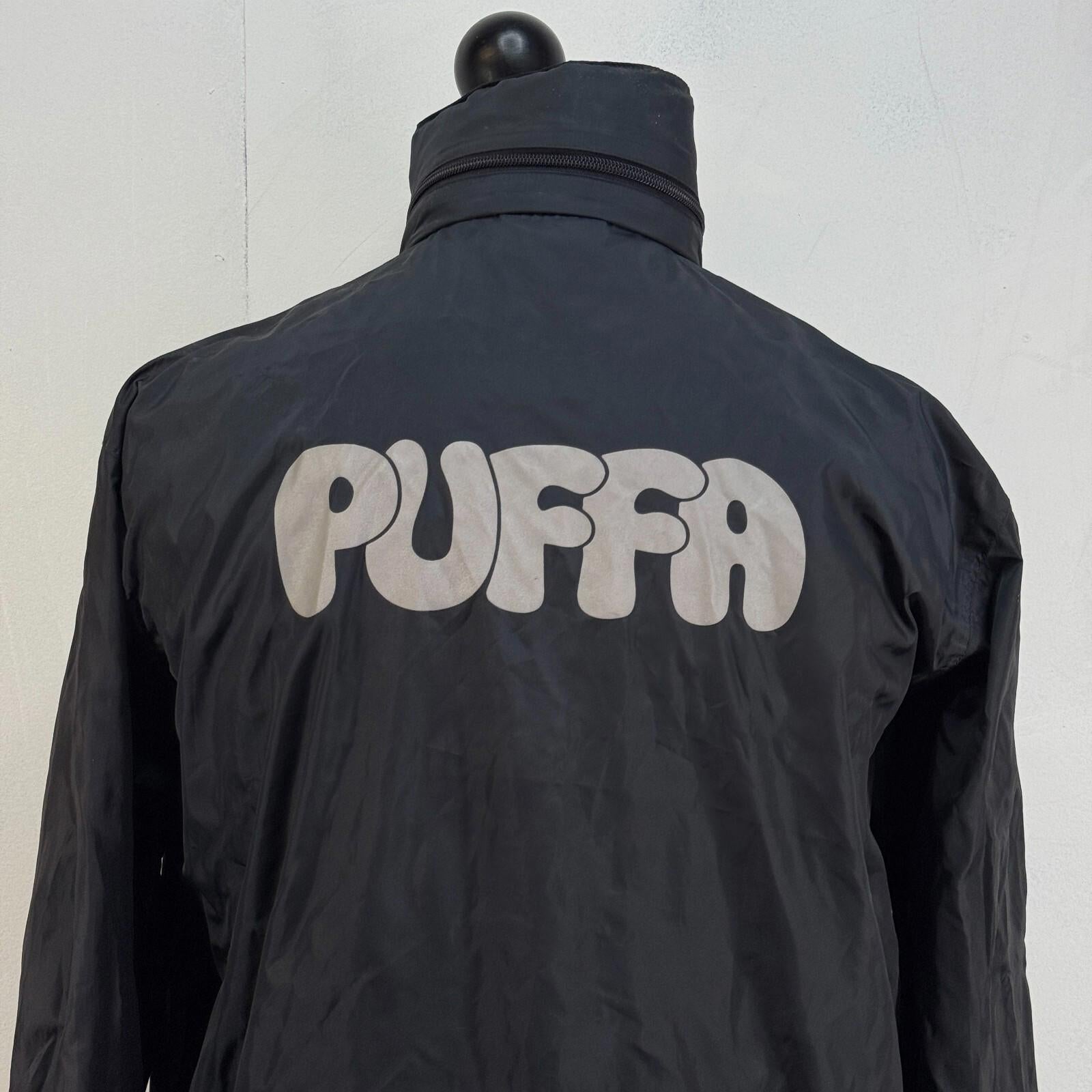 Original Puffa Pack-Away Jacket Pack-a-Mac with Stow-Hood Black size Medium