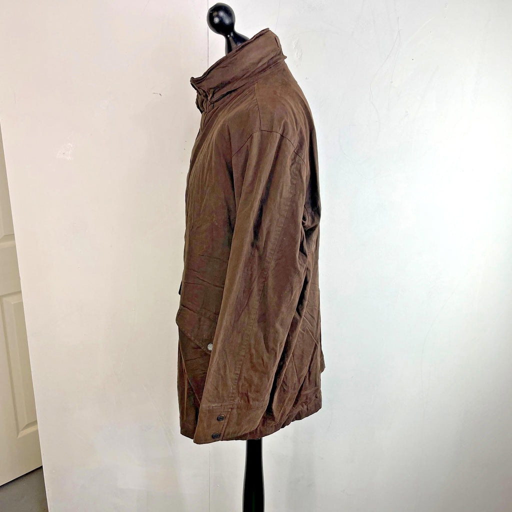 Gant Waxed Cotton Blend Field Jacket Wax Cord Collar Dark Brown Mens Large
