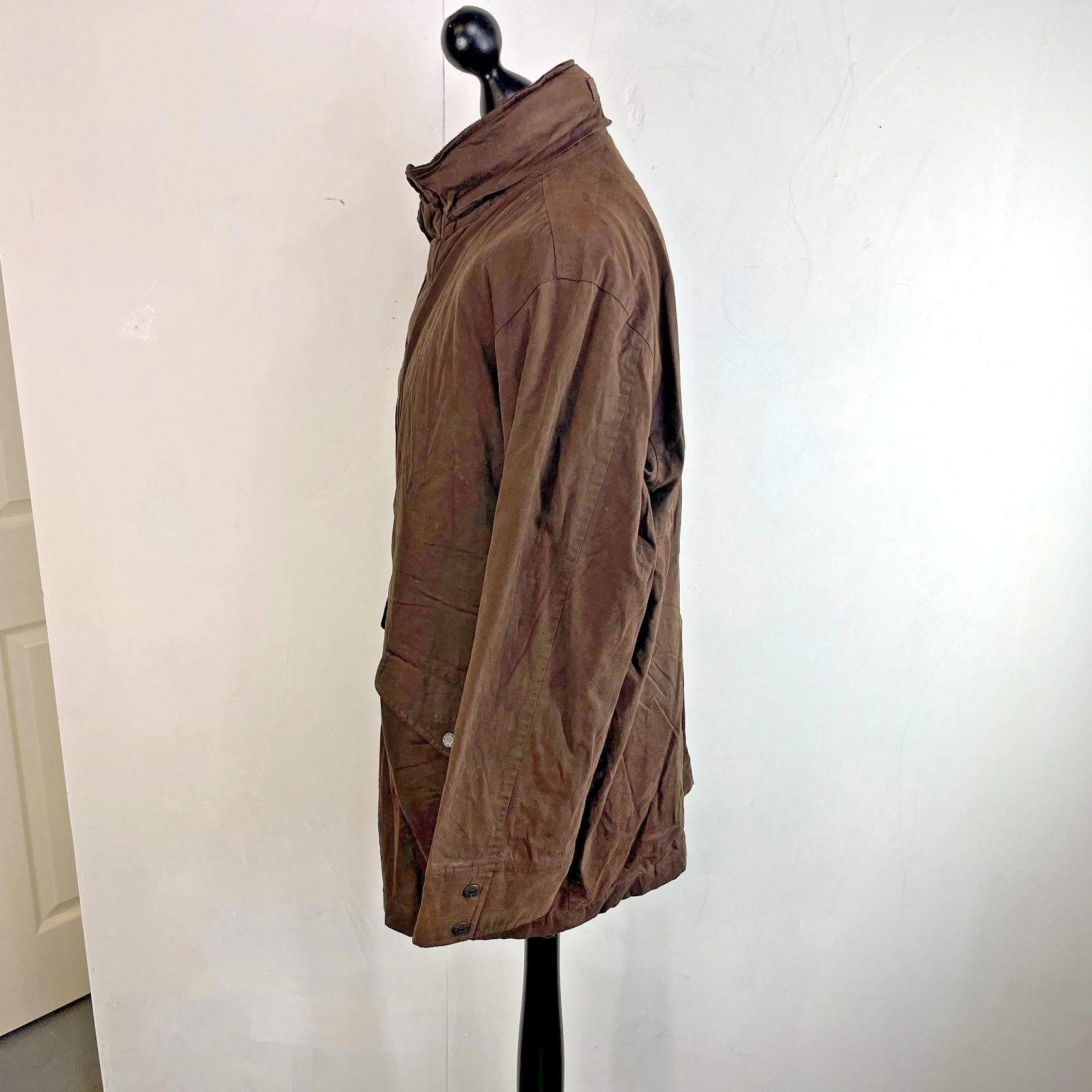 Gant Waxed Cotton Blend Field Jacket Wax Cord Collar Dark Brown Mens Large