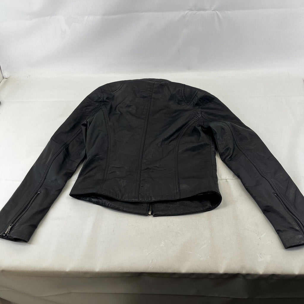 Aviatrix Women's Real Leather Biker Jacket in Black size M