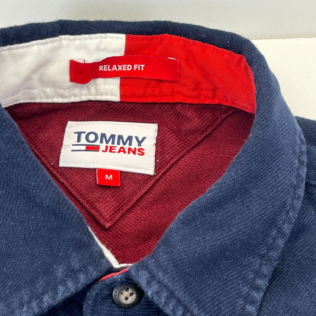 Tommy Hilfiger Jeans Men's Twill Flannel Denim Shirt Navy Blue size M