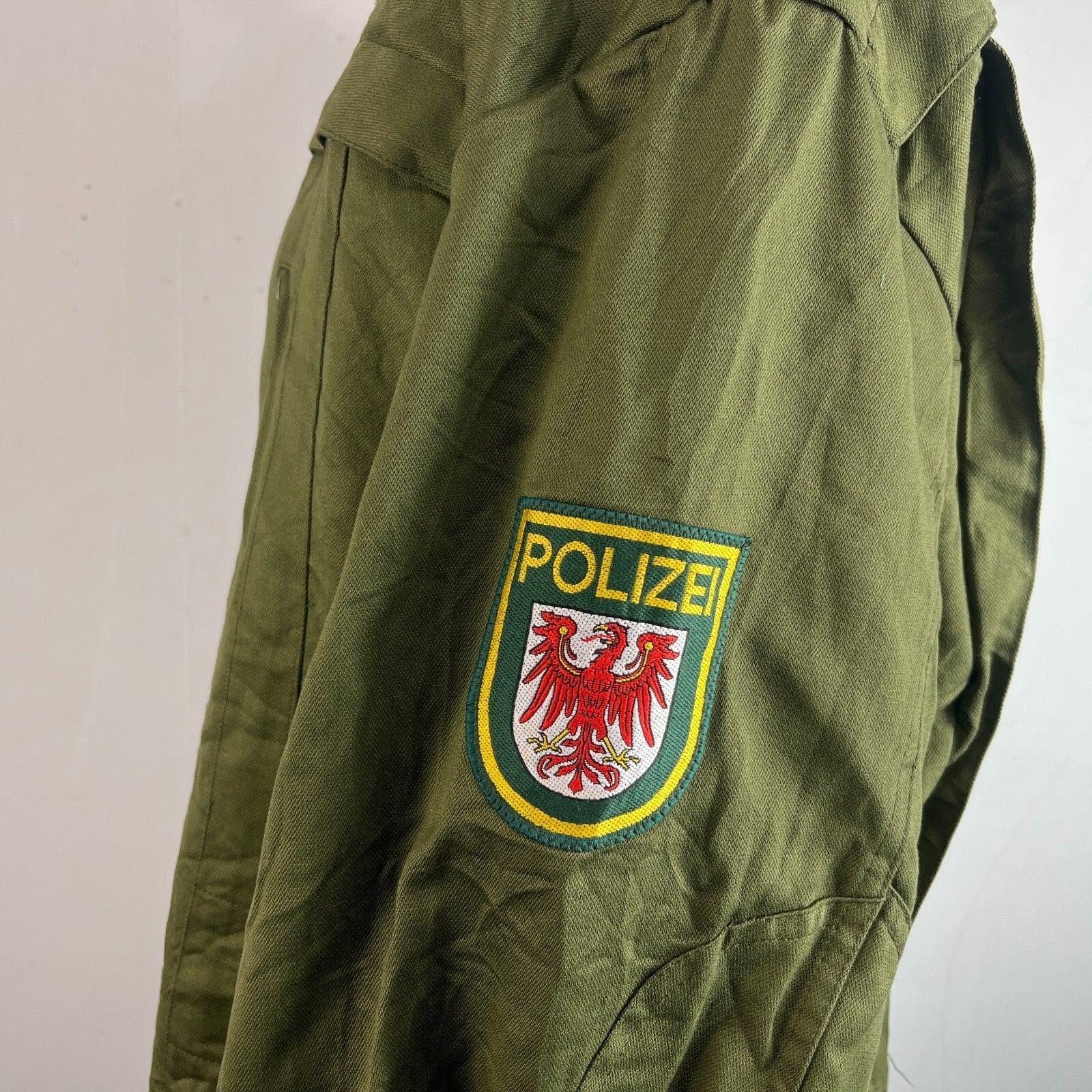 Vtg Norskin 80's German Polizei Denim Work Jacket Chore Coat OG Green Size EU 56