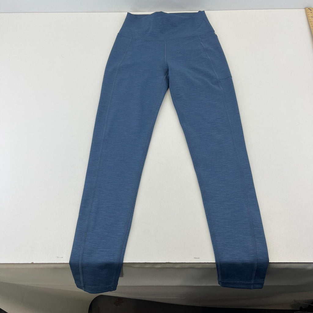 Sweaty Betty Super Sculpt Full Yoga Leggings Blue Micro Cord Print + Pocket UK S